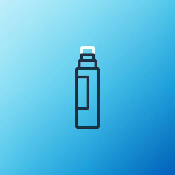 Icono de lápiz marcador de línea aislado sobre fondo azul. Concepto de esquema colorido. Vector - Vector, imagen
