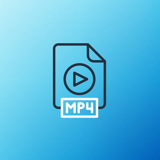 Linia MP4 plik dokument. Pobierz ikonę przycisku mp4 izolowaną na niebieskim tle. Symbol pliku MP4. Kolorowy koncept. Wektor - Wektor, obraz
