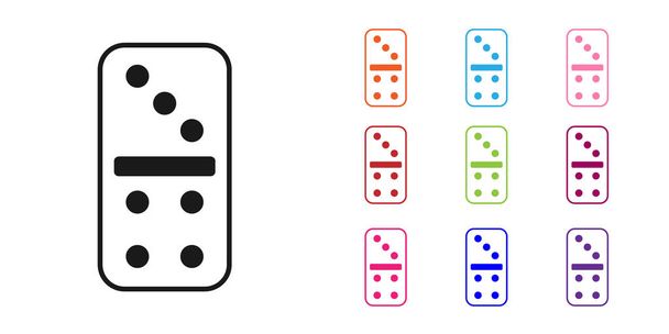 Schwarzes Domino-Symbol isoliert auf weißem Hintergrund. Setzen Sie Symbole bunt. Vektor. - Vektor, Bild
