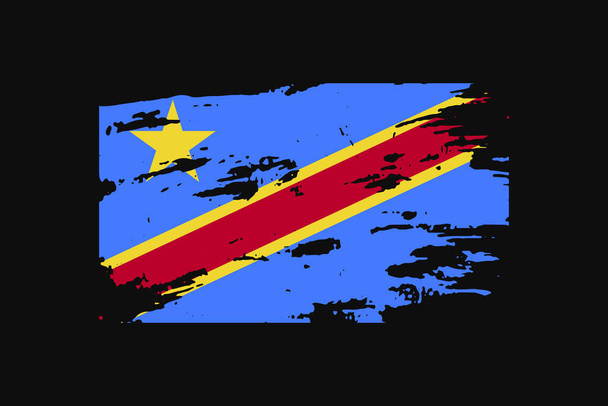Kongo Demokratik Cumhuriyeti Grunge Style Flag 'ı. Tişört grafikleri, baskısı, posteri ve arkaplanı kullanılacak. - Vektör, Görsel