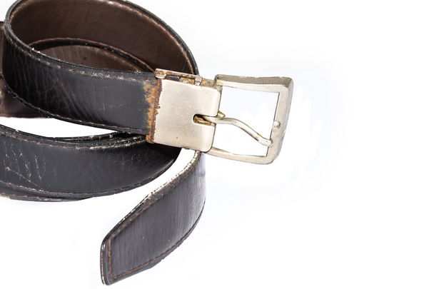 Black belt with reflection on a white background - Photo, Image