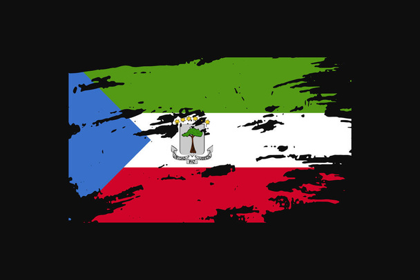 Grunge Style Flag of the Equatorial Guinea. Se utilizará gráficos de camiseta, impresión, póster y fondo. - Vector, Imagen