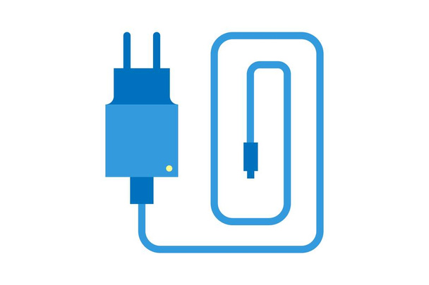 充電器のアイコン。ベクトルリニアサイン、シンボル、モバイルコンセプトとウェブデザインのための電源アダプタのロゴ。家電、ガジェット、電子機器の店のウェブサイトのアイコン. - ベクター画像