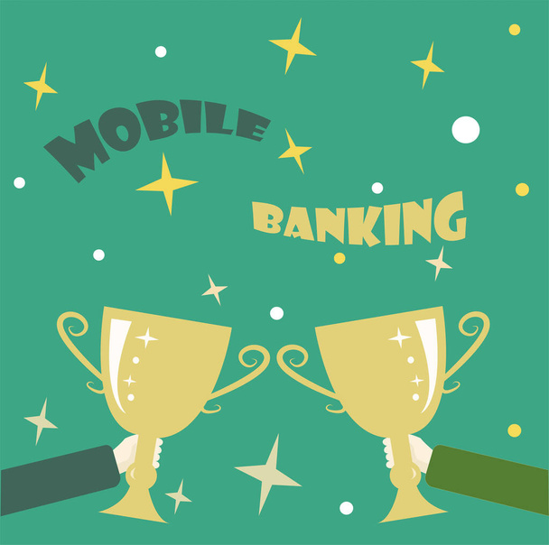 Sign displaying Mobile Banking. Business concept to create financial transactions with the use of smartphone Abstract Victory Reward Ceremony, Celebrating New Winner Concept - Foto, Bild