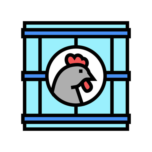 Hühnchen im Feld Farbe Symbol-Vektor. Huhn im Kasten. isolierte Symbolillustration - Vektor, Bild