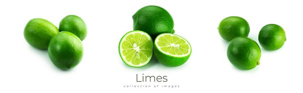 Limes isolated on a white background. Lime citrus. - Photo, Image