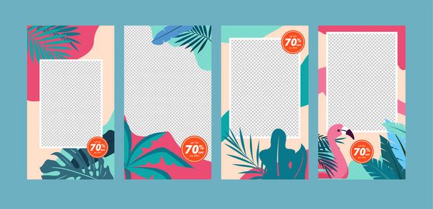 End of season  summer sale instagram stories collection vector - Vector, Image