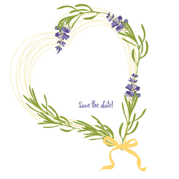 Set violett Lavendel schöne florale Rahmen Vorlage in flachem Aquarell-Stil isoliert auf weißem Hintergrund für dekoratives Design, Hochzeitskarte, Einladung, Reiseflyer. Botanische Illustration - Vektor, Bild