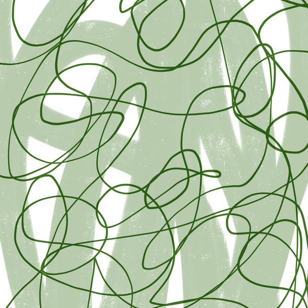 abstract green lines, brush stroke, minimalist digital doodle, concept background wallpaper - Photo, Image