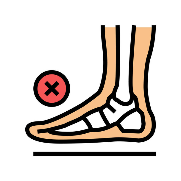 bone flat feet color icon vector. bone flat feet sign. isolated symbol illustration - Vector, Image