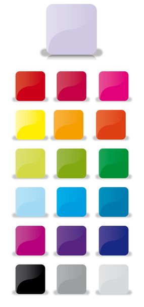 Square glass buttons for web, colors - Vettoriali, immagini