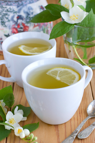 zöld tea, jázmin és citrommal - Fotó, kép
