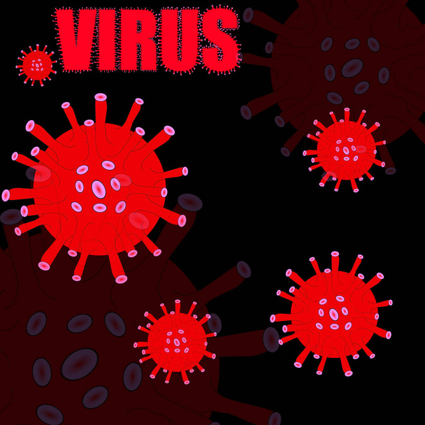 Трехмерный рисунок коронавируса, движущегося вируса на многоцветном фоне. Ковид-19
 - Вектор,изображение