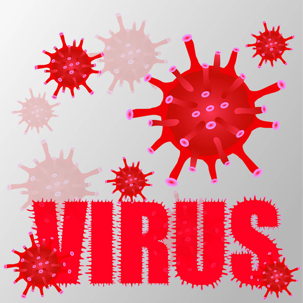 Kolmiulotteinen piirustus Coronavirus, liikkuva virus monivärinen tausta. Viileä-19
 - Vektori, kuva