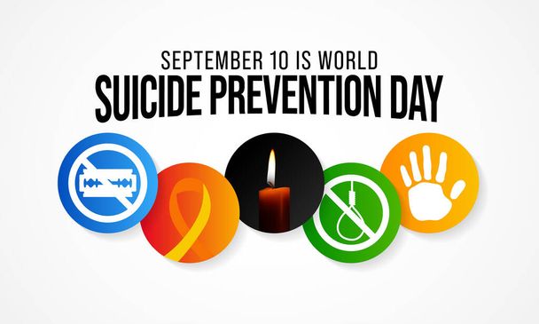 Maailman itsemurhien ehkäisypäivää vietetään joka vuosi 10. syyskuuta, jotta voidaan tarjota maailmanlaajuista sitoutumista ja toimia itsemurhien ehkäisemiseksi. Vektoriesimerkki - Vektori, kuva