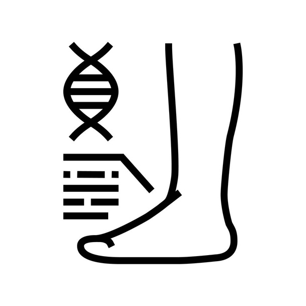 genetische platte voeten ziekte lijn pictogram vector. genetische vlakke voeten ziektetekens. geïsoleerde contour symbool zwarte illustratie - Vector, afbeelding