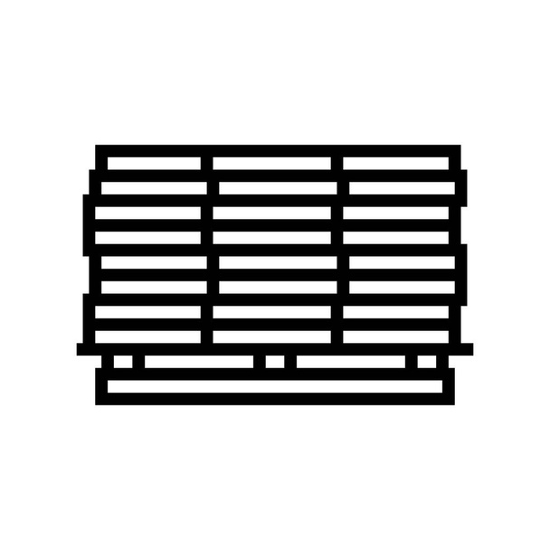 pranchas de madeira no vetor ícone de linha de paletes. pranchas de madeira no sinal da pálete. contorno isolado símbolo ilustração preta - Vetor, Imagem