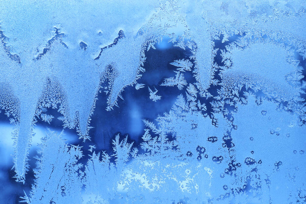 Ice pattern closeup on winter window - Photo, Image