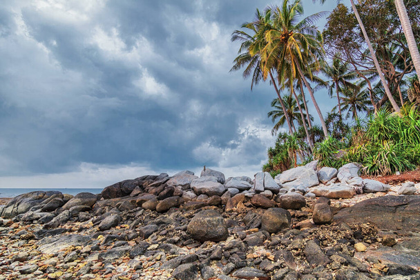 tropical beach under gloomy sky. Thailand - Фото, изображение