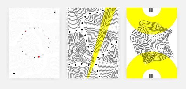 現代の幾何学的なポスターデザインセット。バナー、チラシ、カバーの線とドットのベクトル背景. - ベクター画像