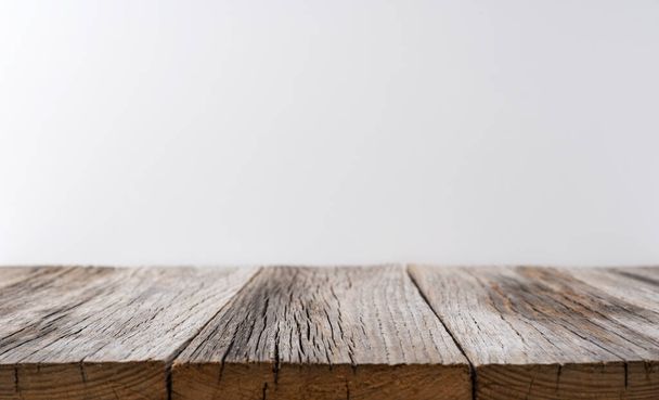 Old wooden boards on a white background. Wooden floor. Wooden stage. - Photo, Image
