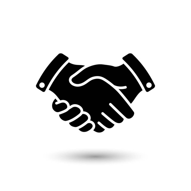 Vector handshake flat icon, sign. Business contract, agreement symbol. Isolated solid fill black and white illustration. - Vector, Image