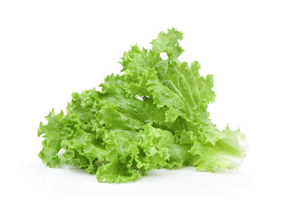 folhas de salada de alface verde fresca isoladas sobre fundo branco - Foto, Imagem