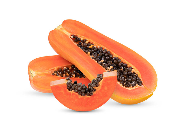 rodajas de papaya dulce aisladas sobre fondo blanco - Foto, Imagen