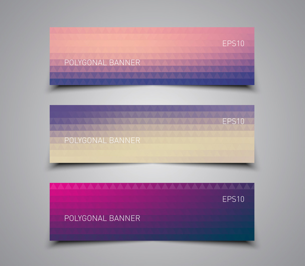 Banners with polygonal mosaic background - Vector, Image