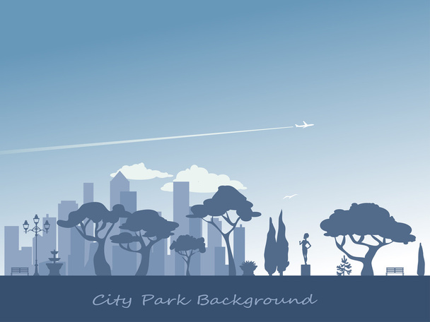 City park silhouette background - Vector, Image