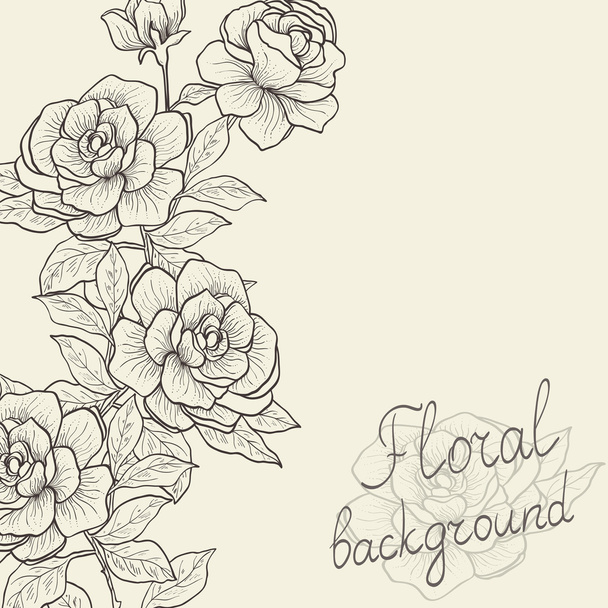 Vintage frame from  roses, with empty space for text message. Ve - Vector, Image