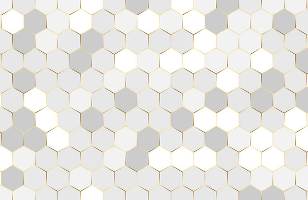 Fondo blanco moderno texturizado con patrón hexágono abstracto - Vector, imagen