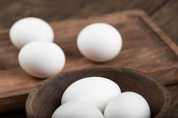 Close up photo of fresh organic eggs . High quality photo - Foto, imagen