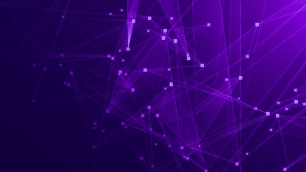 Absztrakt lila lila lila poligon tech hálózat csatlakoztatási technológiai háttérrel. Absztrakt pontok és vonalak textúra háttér. 3D-s renderelés. - Fotó, kép