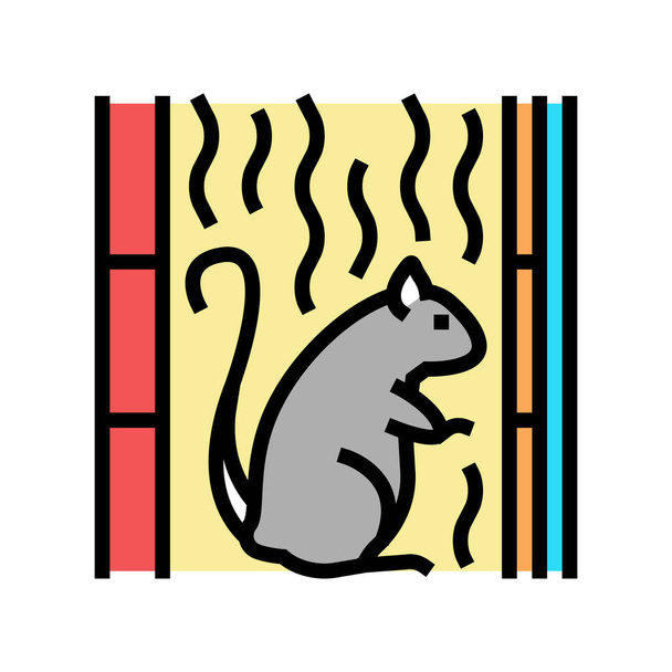 rat leven in katoen wol in muur kleur pictogram vector. rat leven in katoen wol in muur teken. geïsoleerde symbool illustratie - Vector, afbeelding