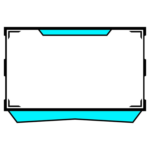 Live streaming overlay with cyan color shade. Stylish live streaming overlay frame. Screen overlay for live game streamers. Light blue and black color overlay frame. - Vector, Image