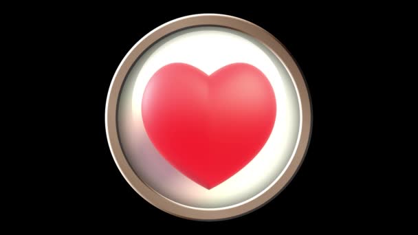 Battito pulsante cuore giocattolo rosso isolato su nero. Il giorno di S. Valentino. loop senza soluzione di continuità - Filmati, video