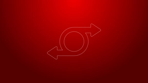Green line Arrow icon isolated on red background. Direction Arrowhead symbol. Navigation pointer sign. 4K Video motion graphic animation - Footage, Video