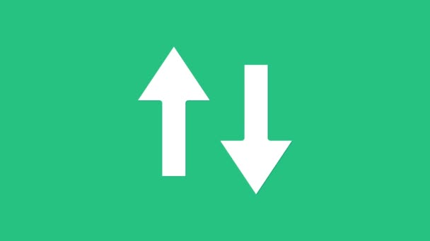 Icono de flecha blanca aislado sobre fondo verde. Dirección Símbolo de flecha. Señal de navegación. Animación gráfica de vídeo 4K - Imágenes, Vídeo