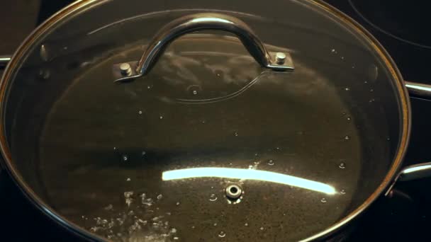 Een aardappel frituren in de olie drijvend rond de pan - Video