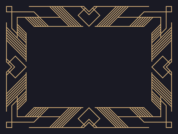 アート・デコ・フレーム。ヴィンテージ・リニア・ボーダー。招待状、チラシ、グリーティングカードのテンプレートをデザインします。幾何学的な金色の枠。1920年代から1930年代のスタイル。ベクターイラスト - ベクター画像