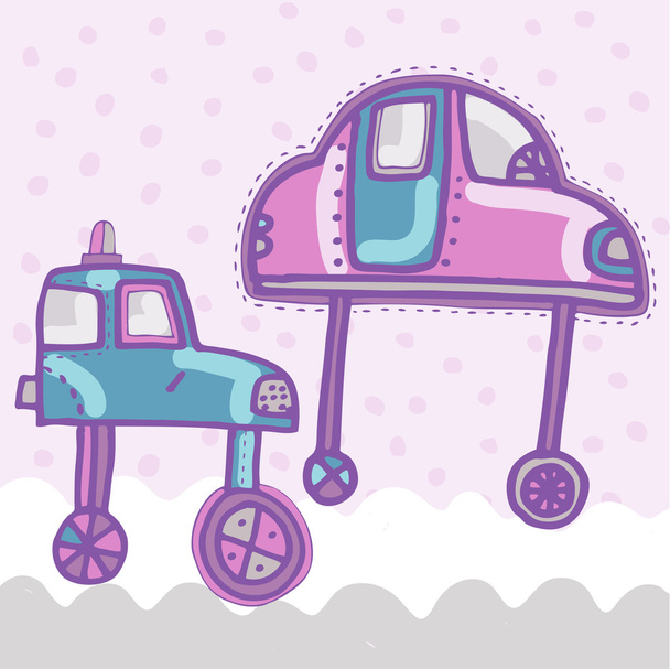 Vector illustration with cute car - Vektor, kép