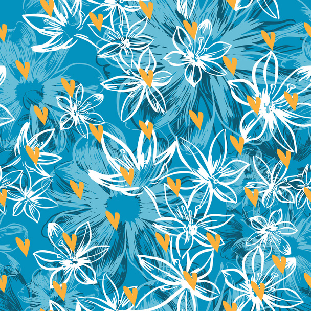 Vector seamless pattern with flowers - Vektori, kuva