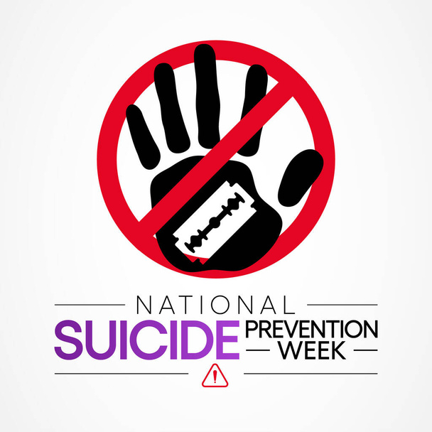 La settimana nazionale di prevenzione del suicidio viene osservata ogni anno nel mese di settembre, al fine di fornire impegno e azione a livello mondiale per prevenire i suicidi. Illustrazione vettoriale - Vettoriali, immagini