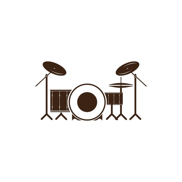 ドラムアイコンベクトルイラストロゴデザインテンプレートと背景. - ベクター画像