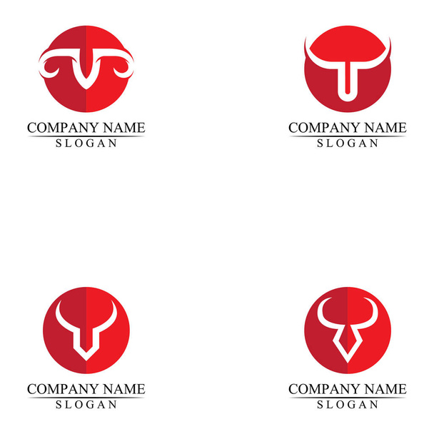 Bull κέρατο και βουβάλι λογότυπο και θηλαστικά σύμβολα πρότυπο εικονίδια app - Διάνυσμα, εικόνα