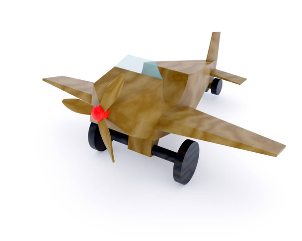 Wooden Toy Airplane on the background 3d illustration - Zdjęcie, obraz
