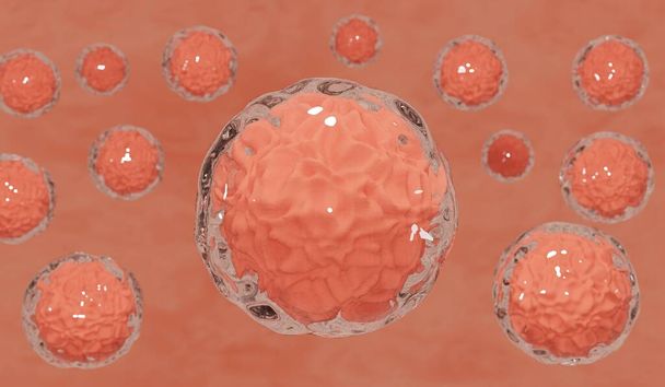 Колония эмбриональных стволовых клеток, клеточная терапия, регенерация, лечение заболеваний, 3d иллюстрация - Фото, изображение