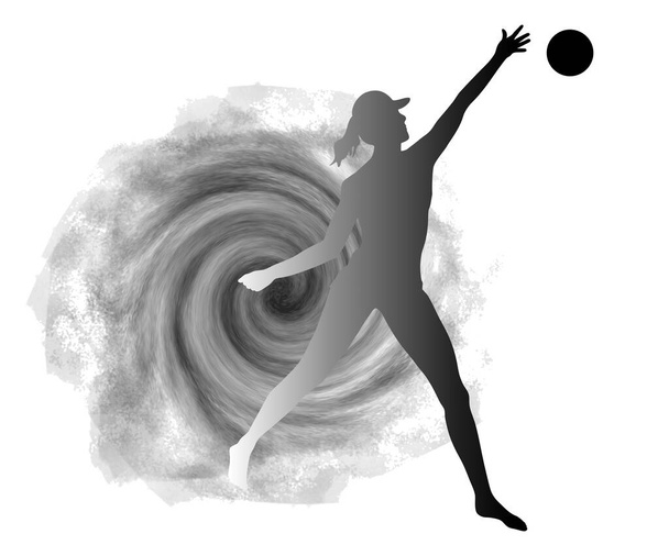 Beachvolleyball sport graphic with swirl background. - Foto, afbeelding