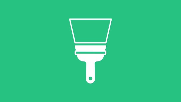 Servicio de limpieza blanco con limpiador de goma para ventanas icono aislado sobre fondo verde. Squeegee, rascador, limpiador. Animación gráfica de vídeo 4K - Metraje, vídeo